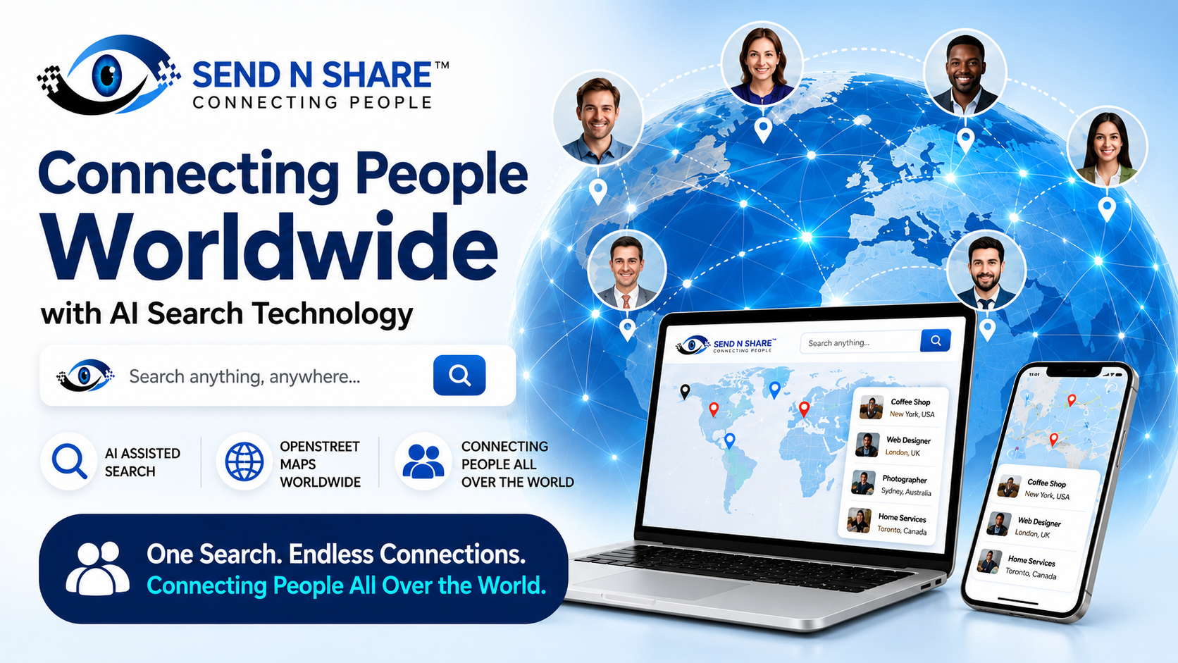 Send N Share search engine connecting people and businesses worldwide